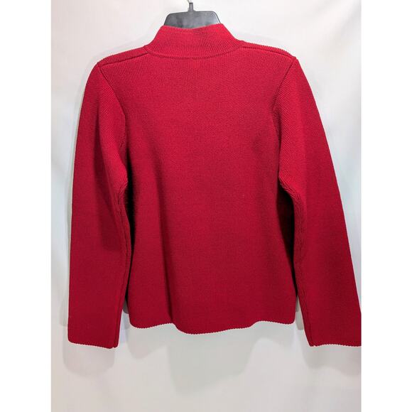 Margaret OLeary Heavy Wool Zip Cardigan Sweater Red Size M Made in USA - Picture 3 of 5